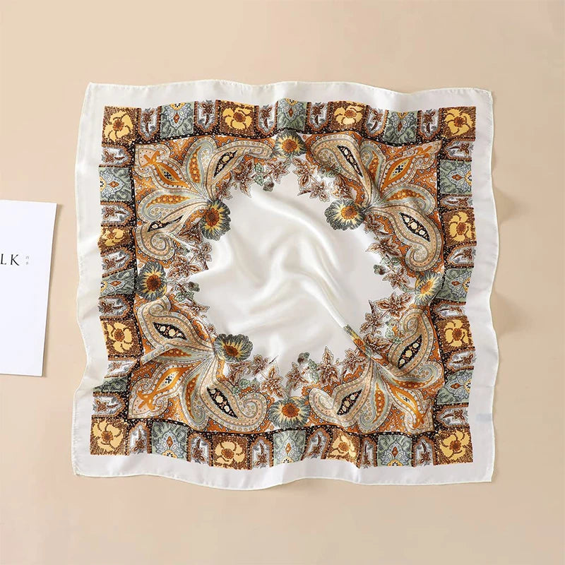 Printed Square Neck Scarf with Decorative Border Designs