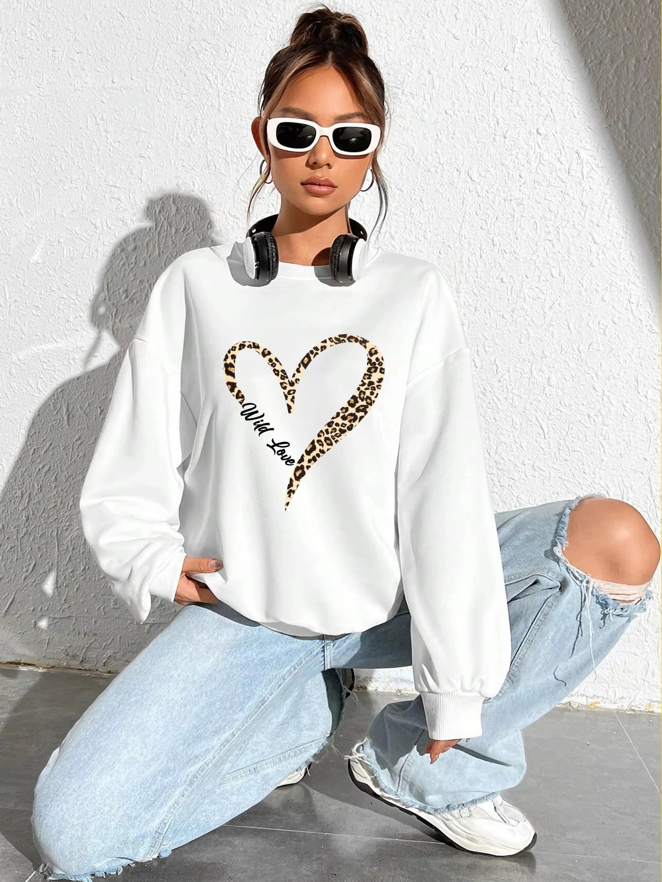 Long Sleeve Casual Pullover Sweatshirt with Original Style Options