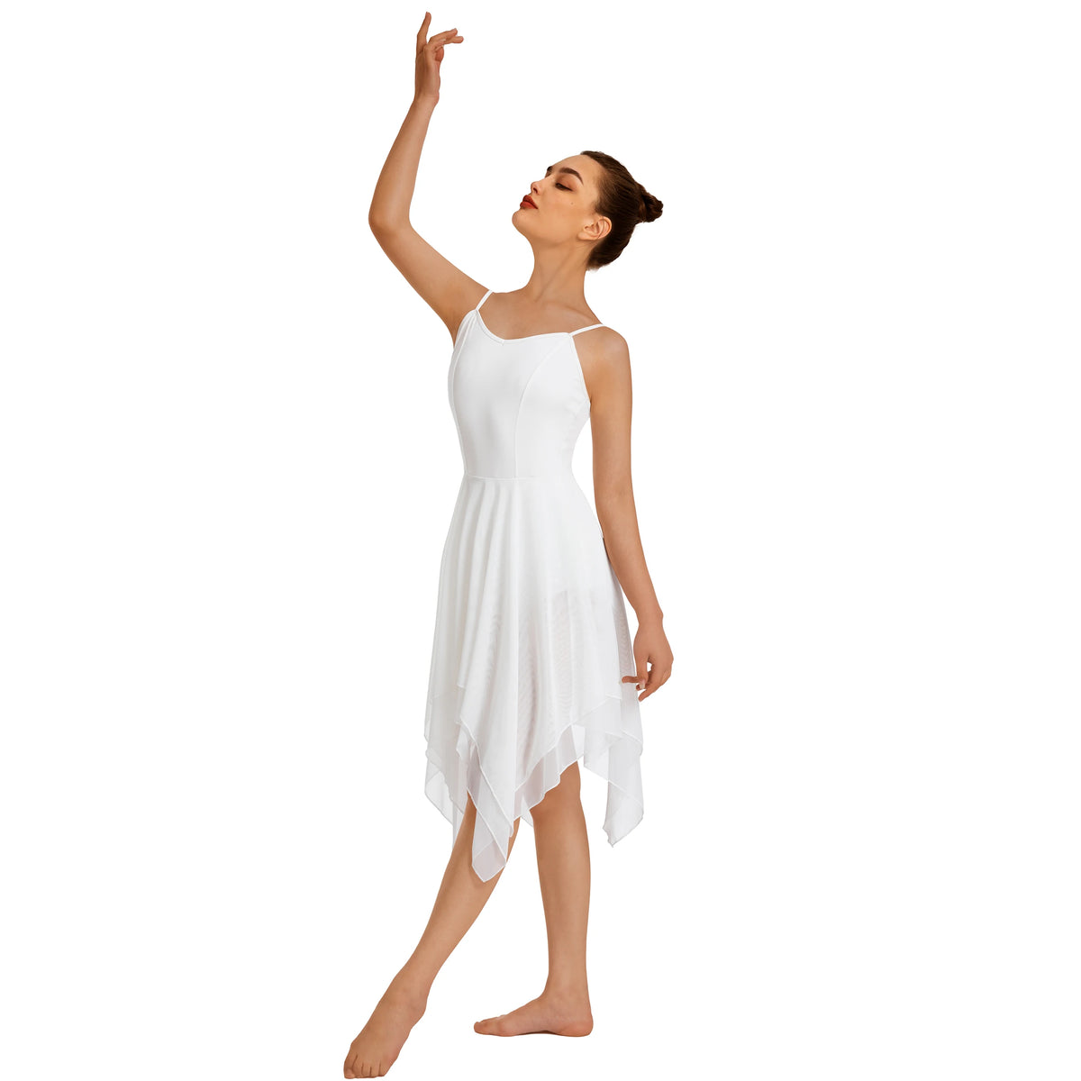 Women's Camisole Lyrical Dance Dress with Asymmetric High-Low Mesh Skirt