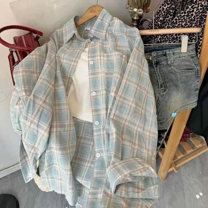 Women's Checked Collared Long Sleeve Shirt