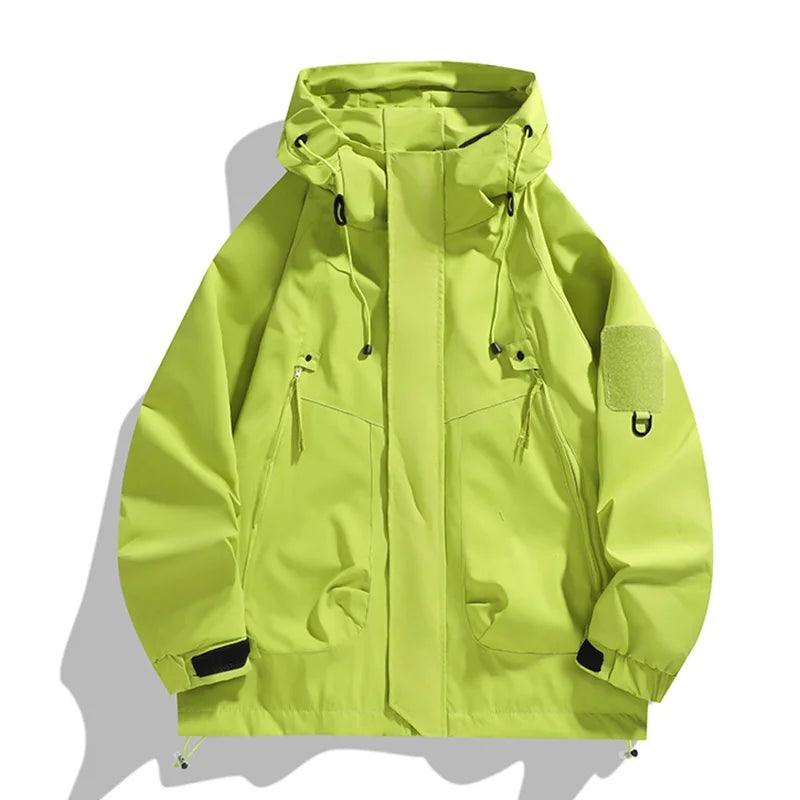 Hooded Long Sleeve Full Zip Outdoor Hiking Jacket with Pockets