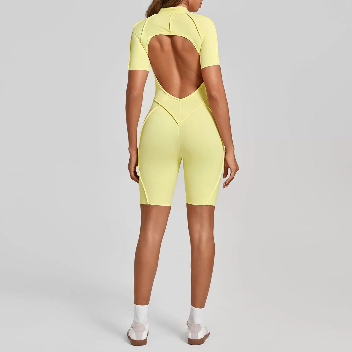 Women's Zip Front Contour Seam Workout One Piece in Long and Short Styles
