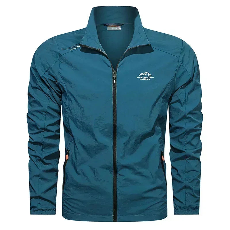 Men's Stand Collar Zip Front Pocket Jacket