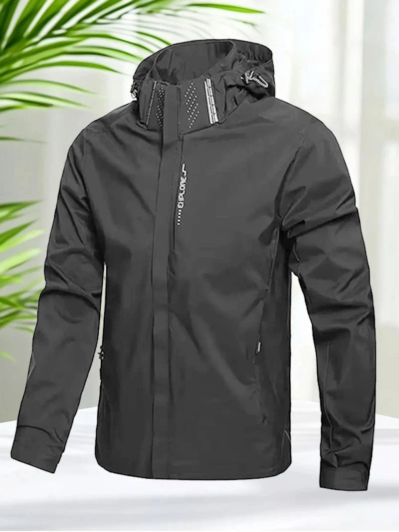 Hooded Long Sleeve Full Zip Outdoor Hiking Jacket with Pockets