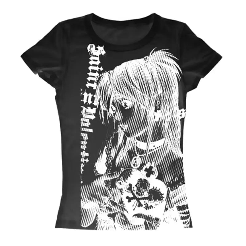 Women's Comic Graphic Short-Sleeve Crewneck Crop T-Shirt