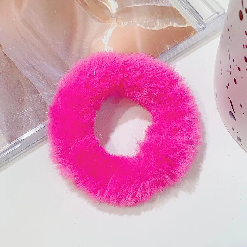 Fluffy Faux Fur Scrunchie Hair Band with Thick and Thin Options