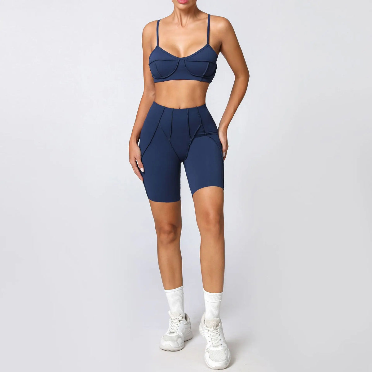 Women's Contrast Seam Bra And Leggings Yoga Set