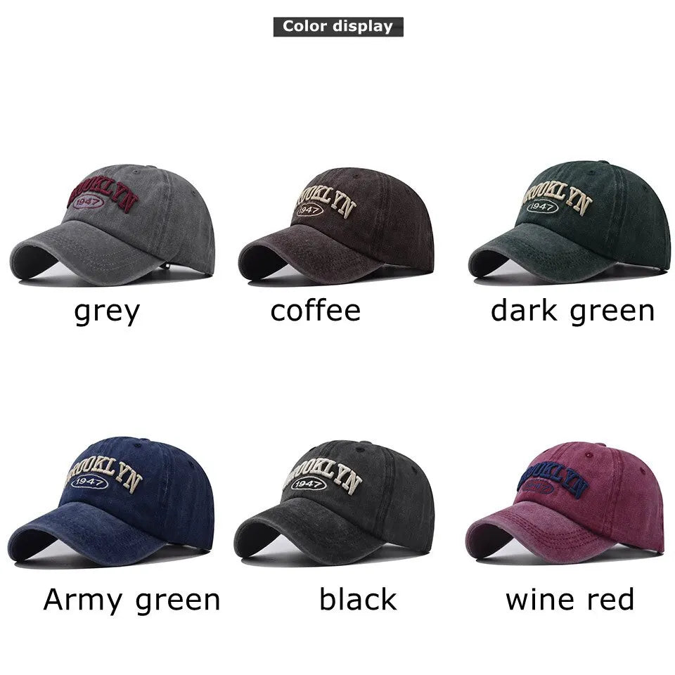Letter Embroidered Washed Look Baseball Cap with Adjustable Back