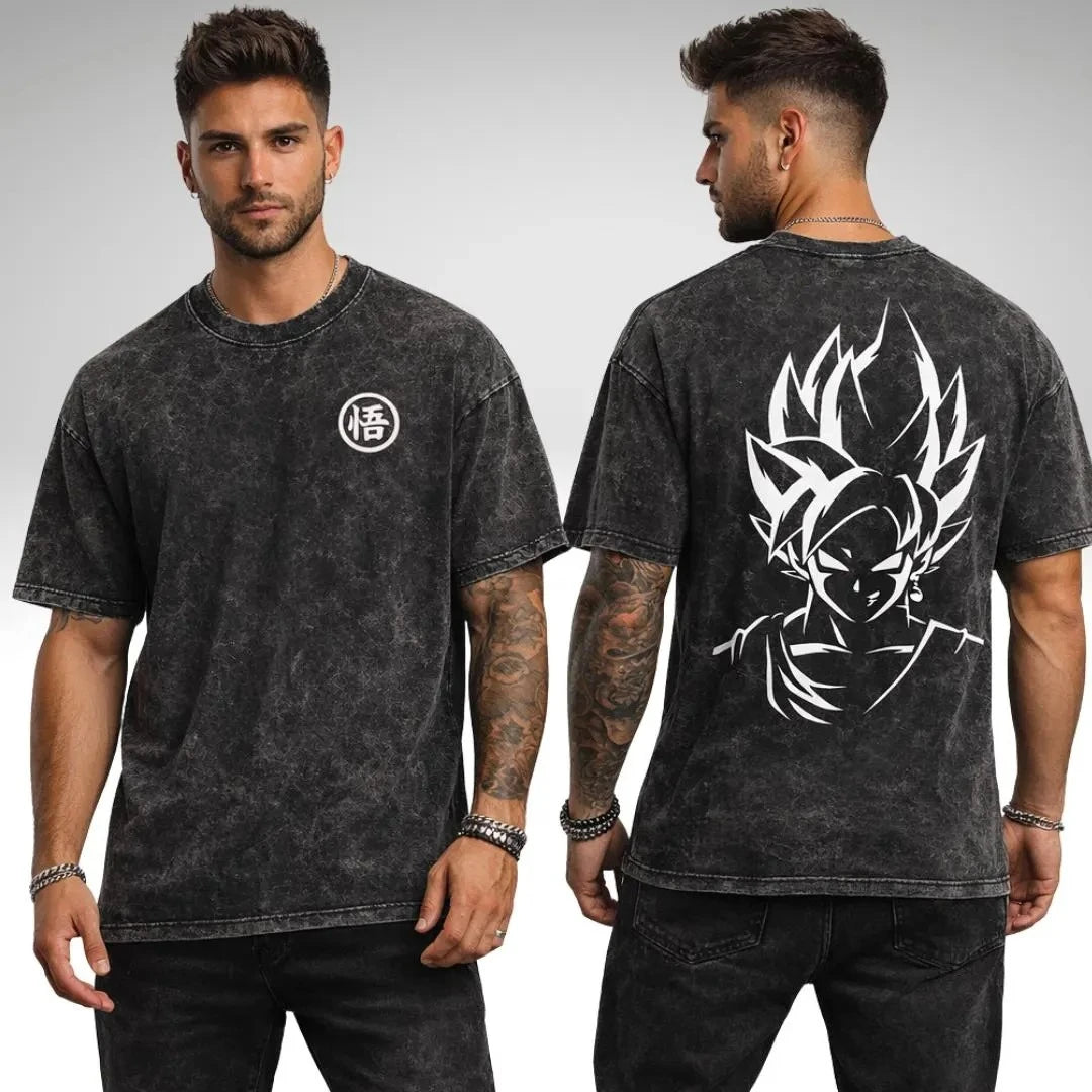 Vintage Dragon Ball Anime Graphic Washed Oversized T-Shirt Cotton Streetwear Tee