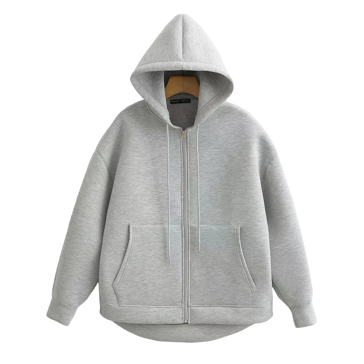 Long Sleeve Full Zip Casual Hooded Sweatshirt for Layering
