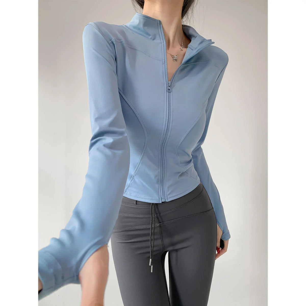 Slim-Fit Long-Sleeve Zip-Front Yoga Jacket