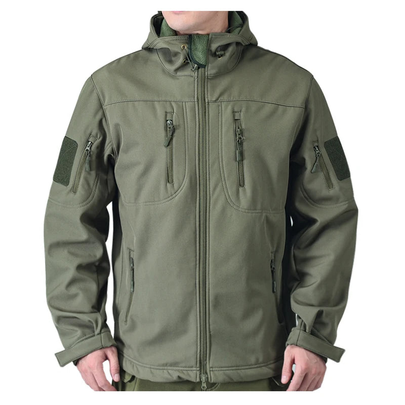 Men's Hooded Zip Front Multi Pocket Jacket