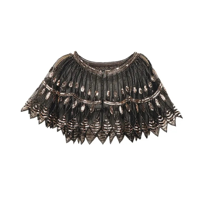 Leaf Shape Beaded Capelet for Layering over Dresses and Tops