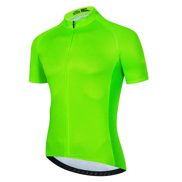 Solid Color Short Sleeve Full-Zip Cycling Jersey with Stand Collar
