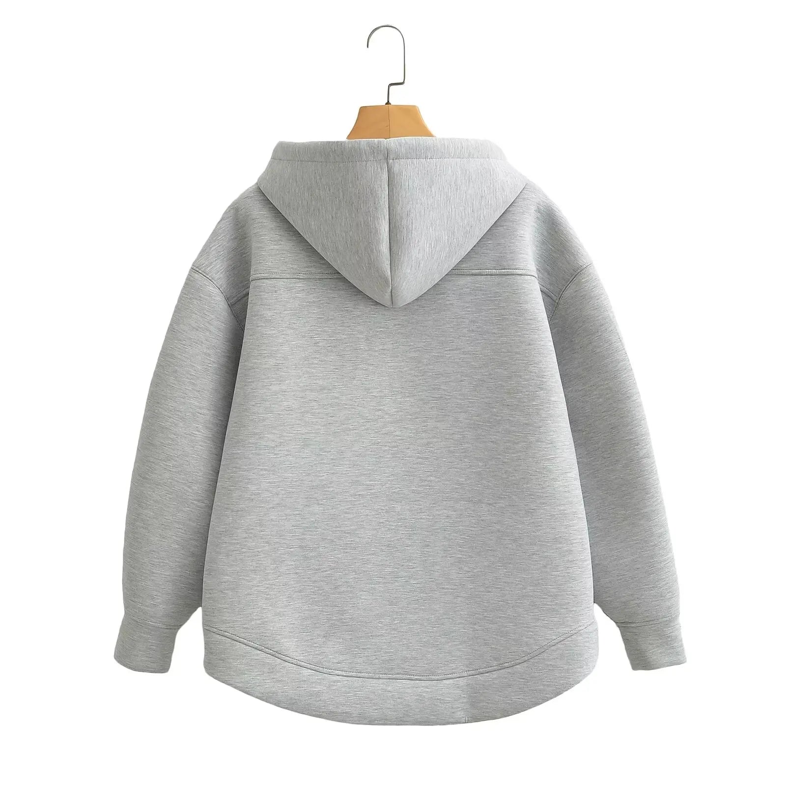Long Sleeve Full Zip Casual Hooded Sweatshirt for Layering