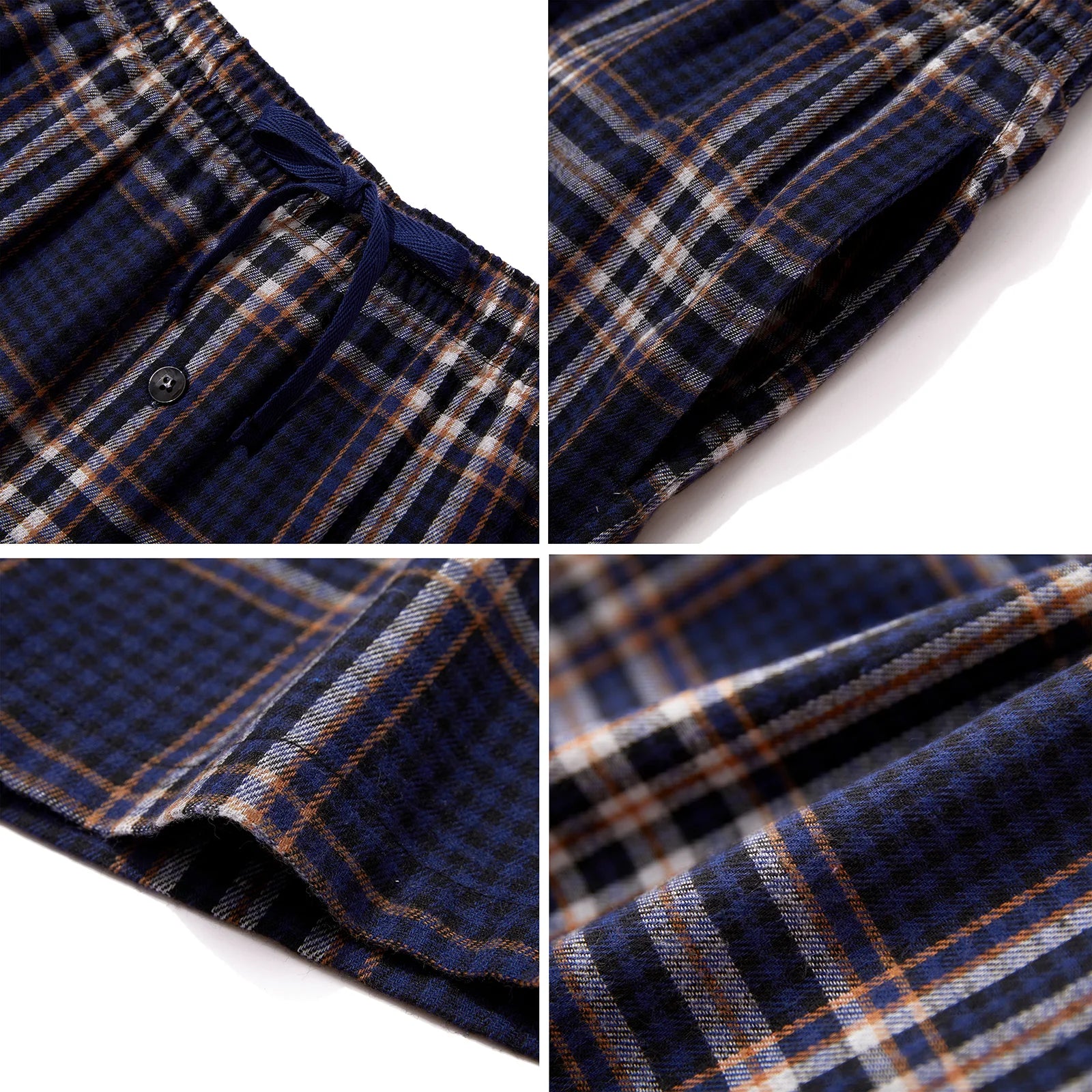 Men's Plaid Elastic Waist Pocket Straight Leg Pajama Lounge Pants