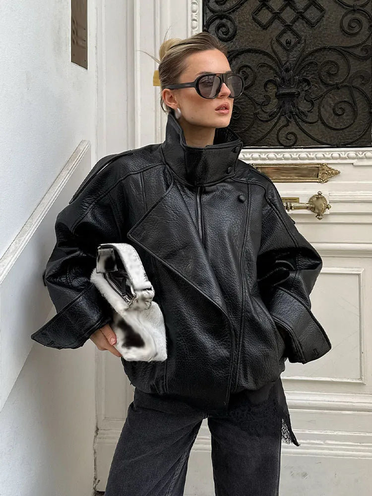 Women's Asymmetric High-Neck Zip-Front Jacket