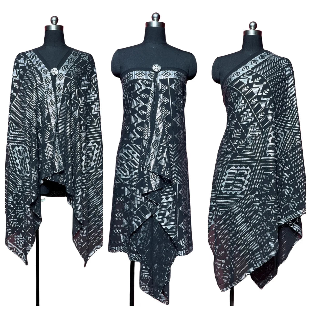 Gold Print Sheer Wrap Scarf for Layering over Outfits