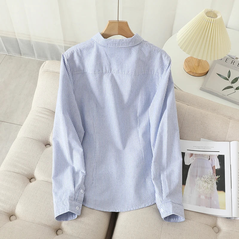 Women's Collared Shirt with Plain and Striped Options