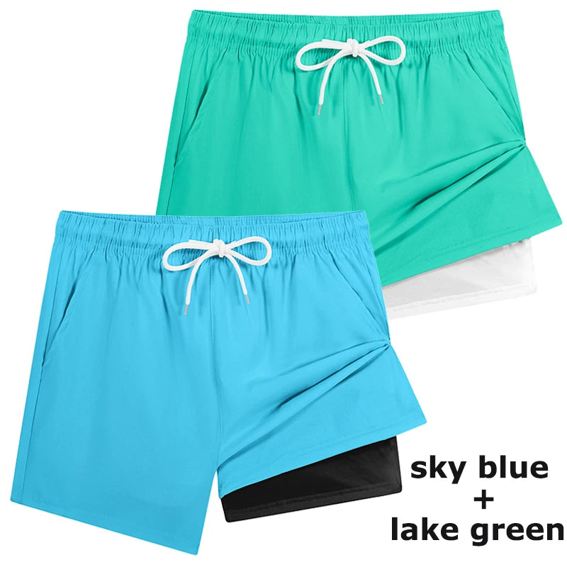 Men's Swim Shorts with Compression Liner and Phone Pocket for Beach and Pool Wear
