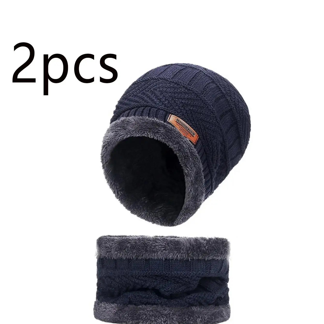 Knitted Beanie with Neck Warmer and Glove Style Options