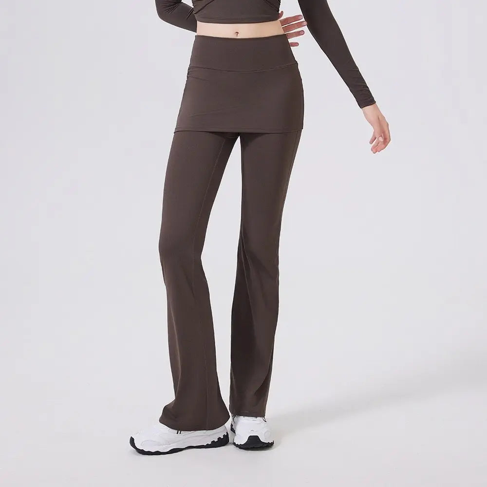 Women's Skirt Overlay Flared Leggings For Workout Outfits
