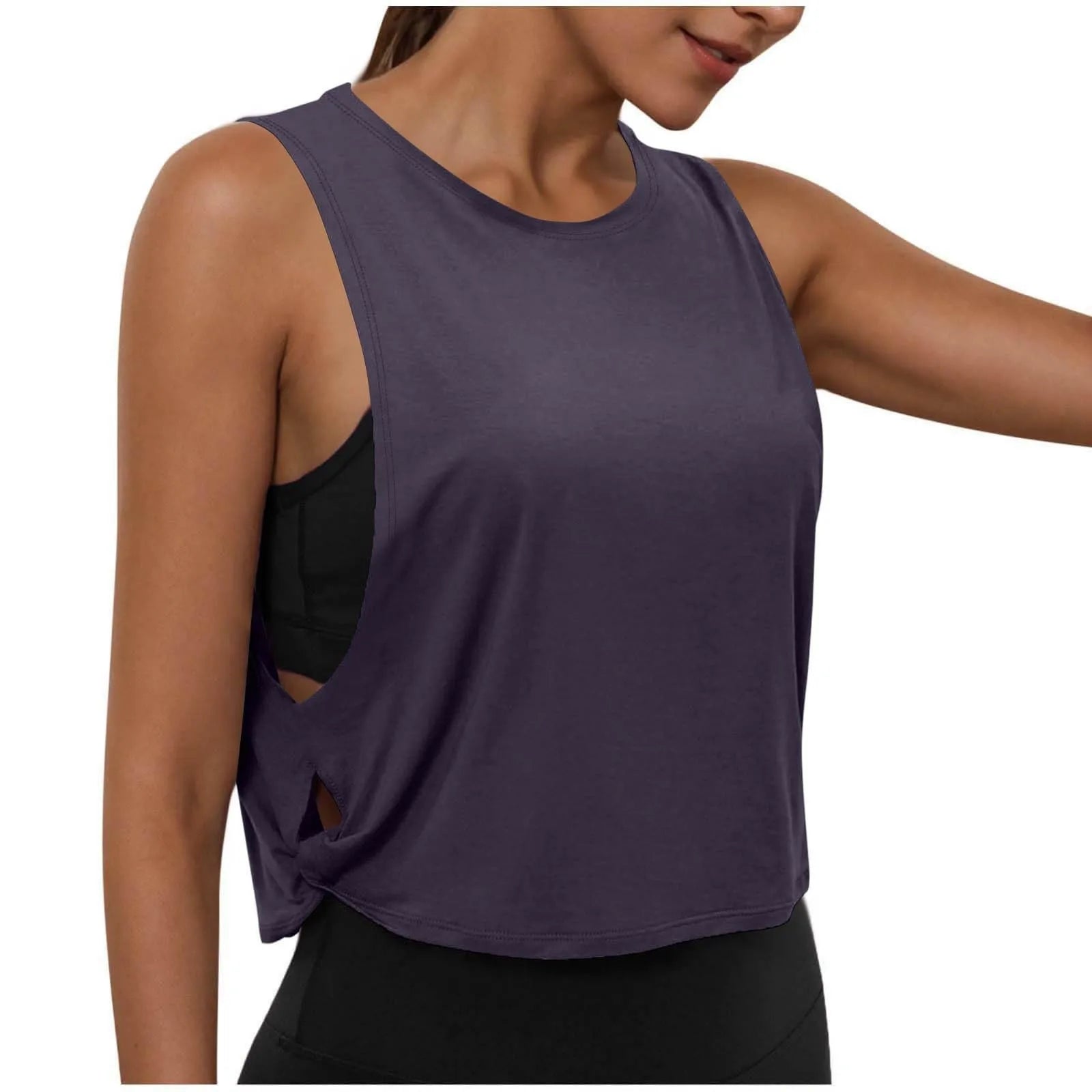 Women's Round Neck Tank Top with Sleeveless Design and a Loose Shape