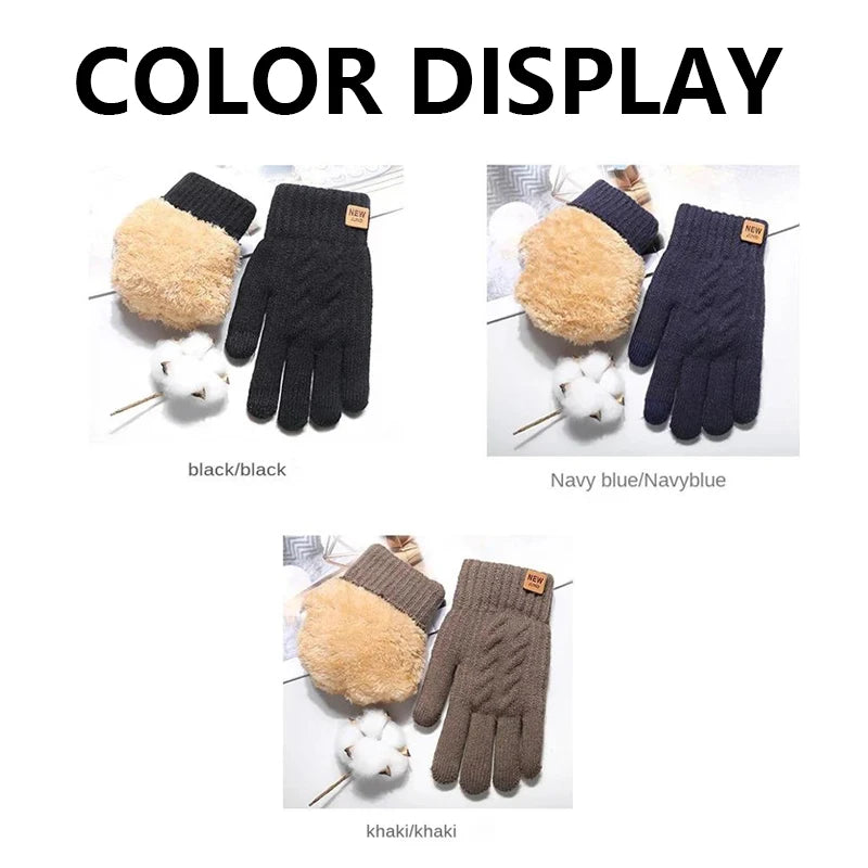 Solid Full Finger Knit Gloves with Ribbed Cuffs