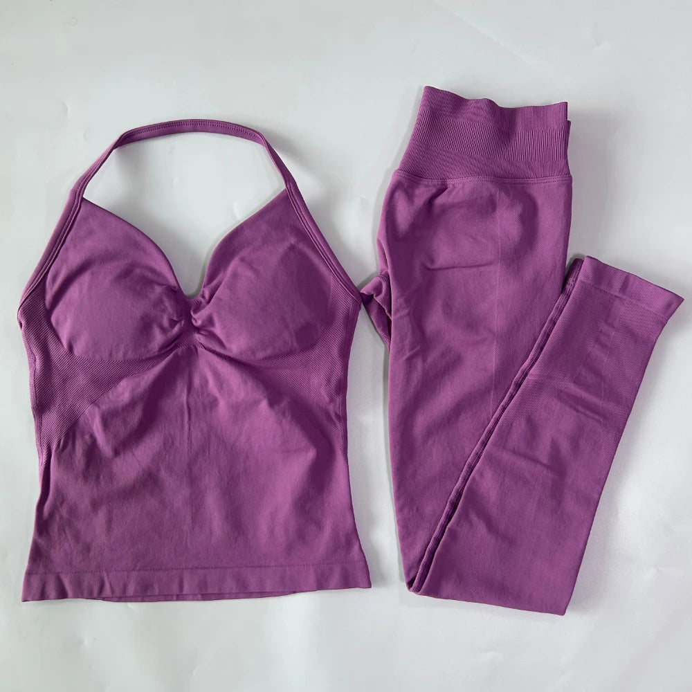 Women's Thin Strap Tank And Leggings Yoga Set