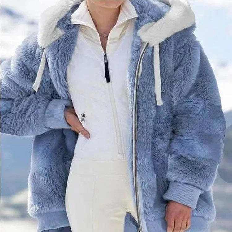 Women’s Hooded Zip-Front Patchwork Jacket