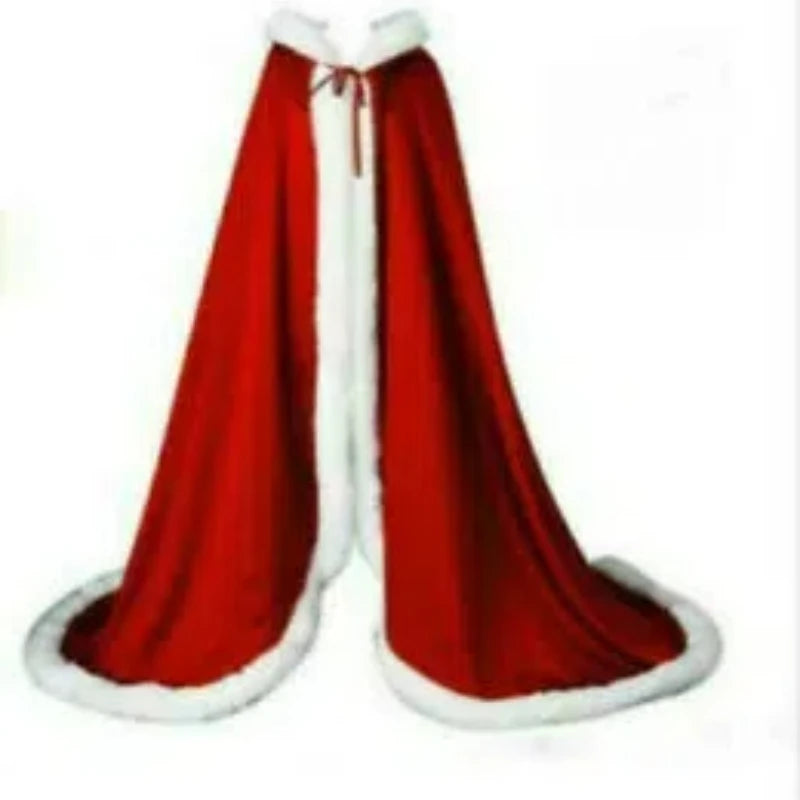 Long Hooded Plush Trim Cape for Layering over Outfits