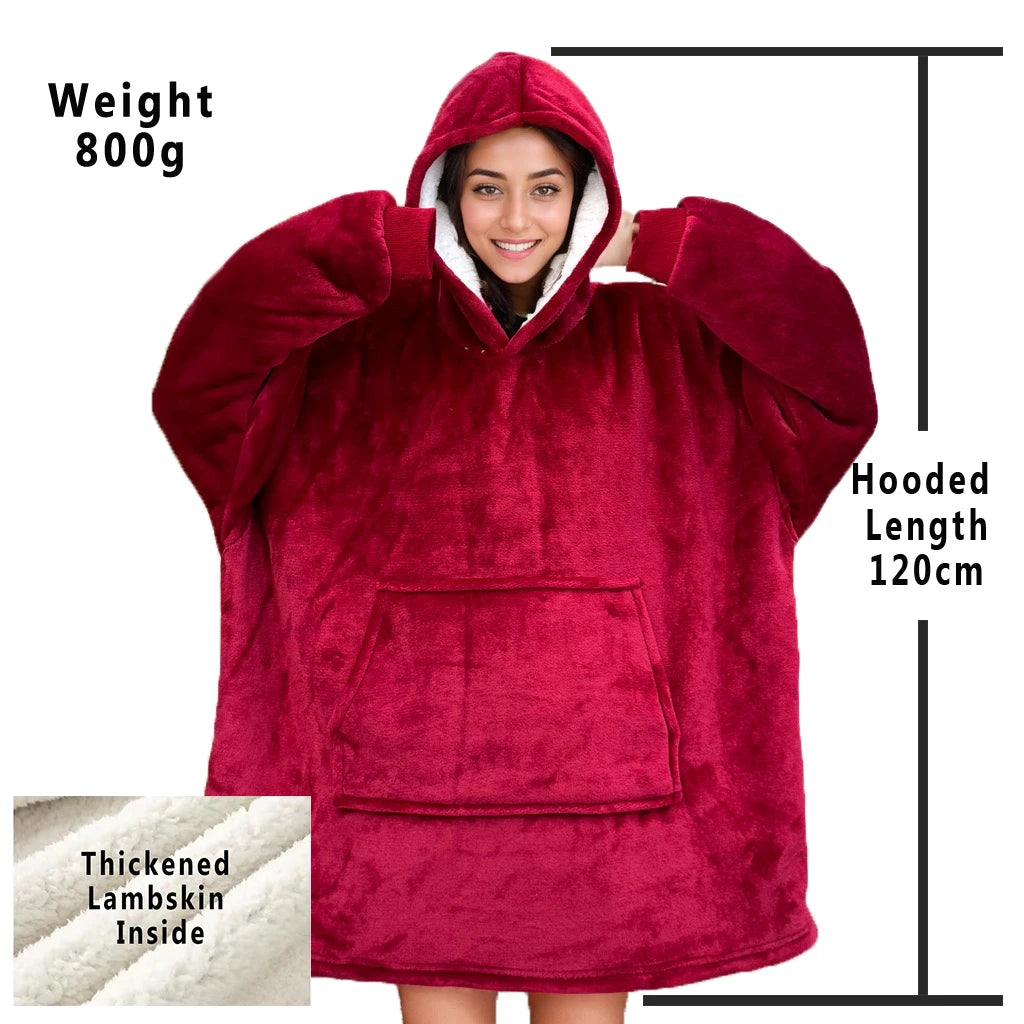 Oversized Fleece Blanket Hoodie with Original Long and Short Styles