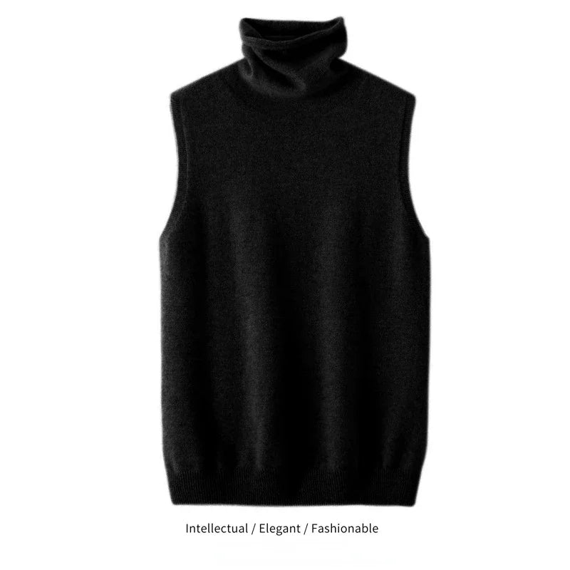 Women's Turtleneck Sleeveless Knit Vest Casual Knit Layer