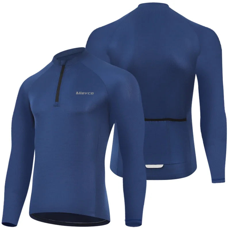 Men Long Sleeve Cycling Jersey Quick Dry Breathable Road Bike Shirt