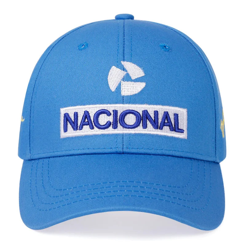 Embroidered Racer Style Baseball Cap with Curved Brim