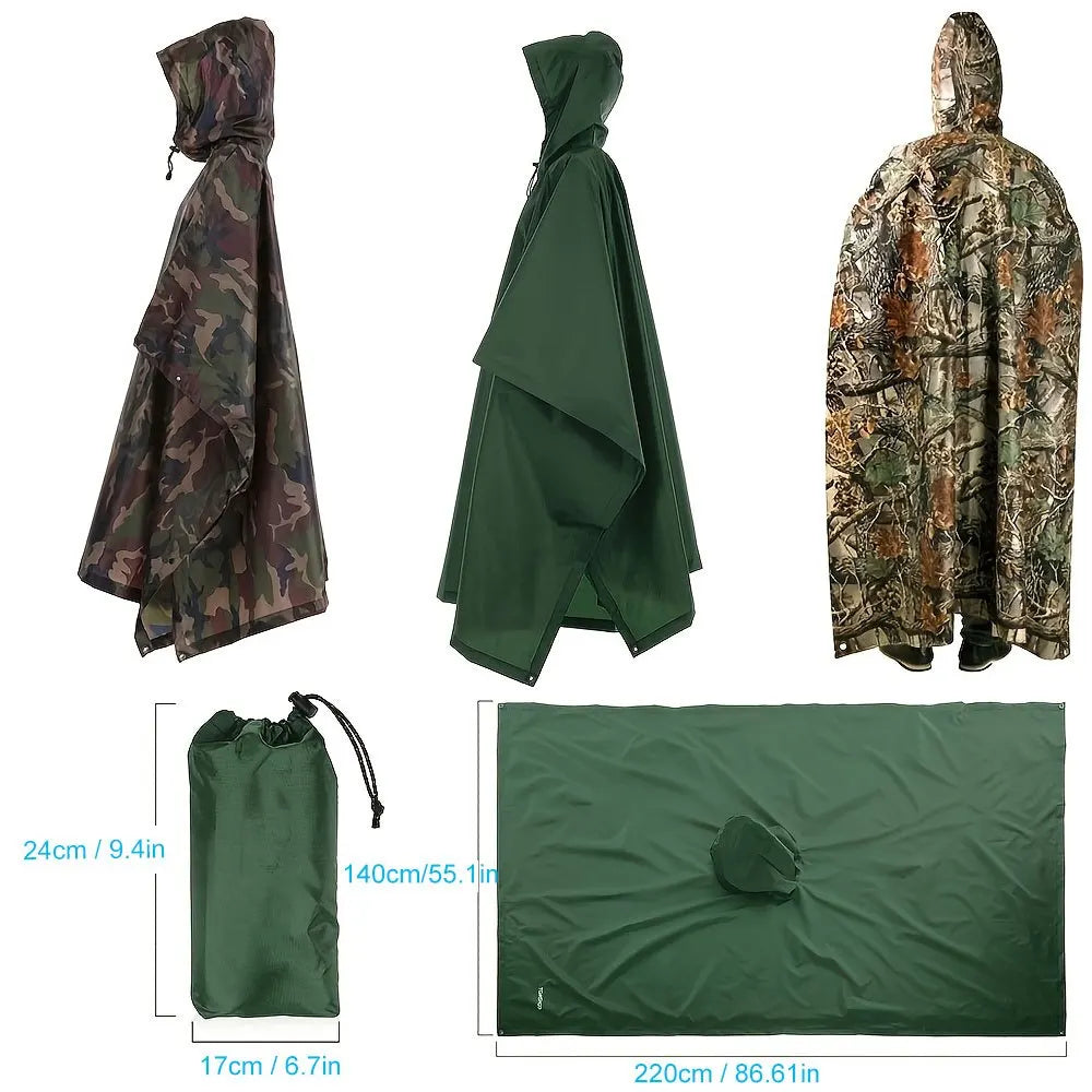 Camouflage Hooded Poncho for Layering over Tops and Dresses
