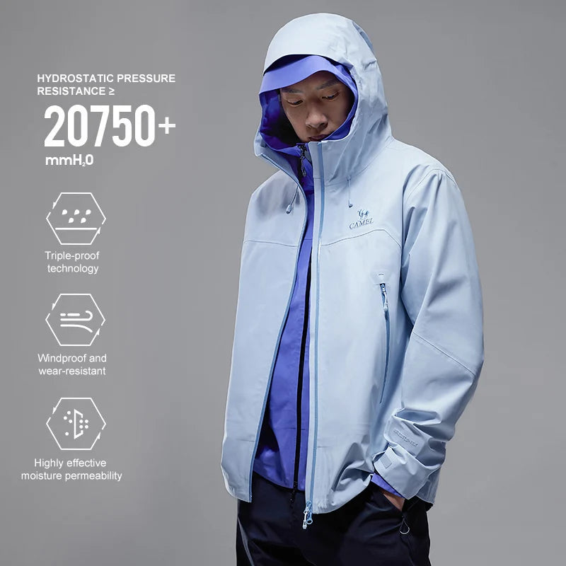 Hooded Long Sleeve Full Zip Outdoor Hiking Jacket with Pockets