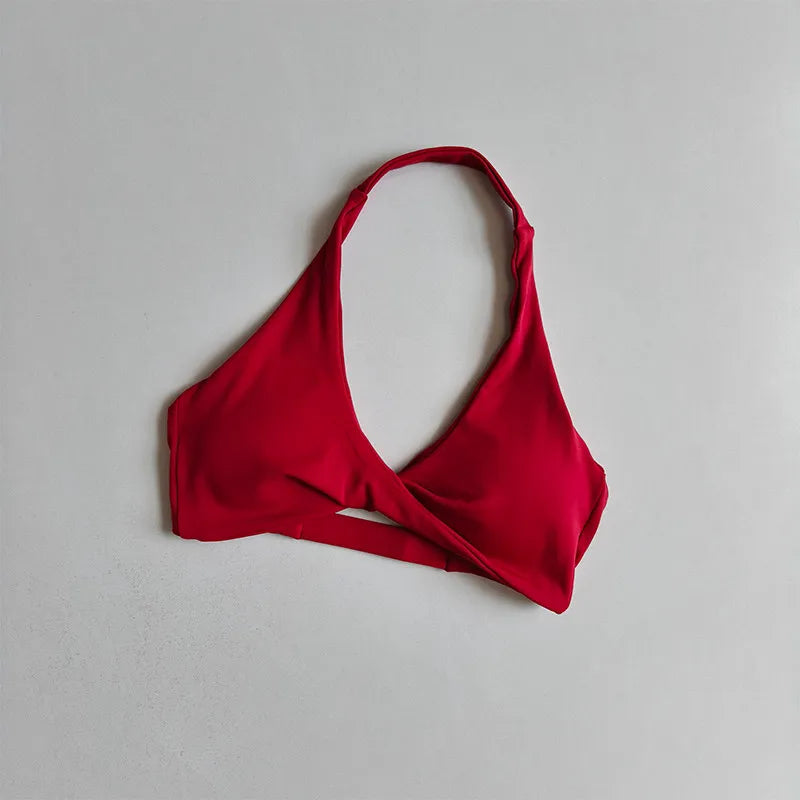 Women's Ruched Halter Neck Sports Bra