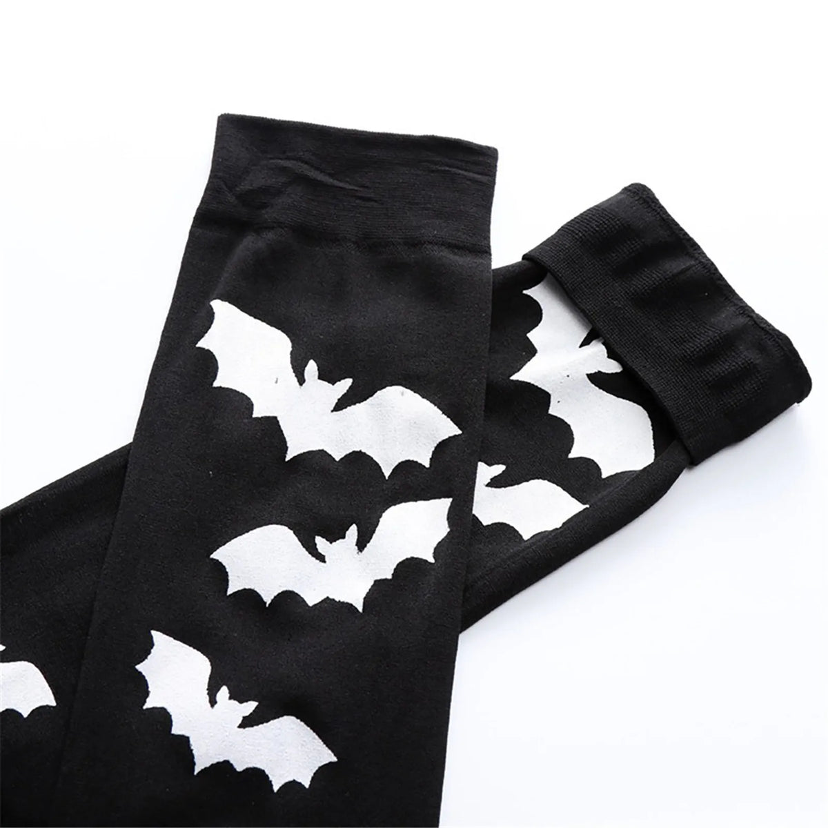 Patterned Knee High Stockings with Bat and Spiderweb Designs