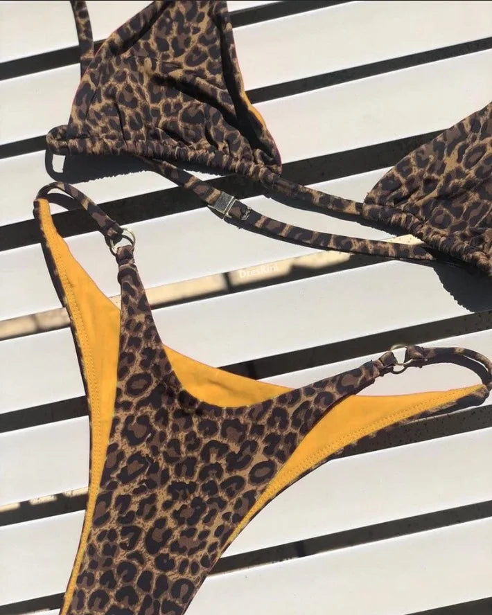 Leopard Print Strappy Bikini