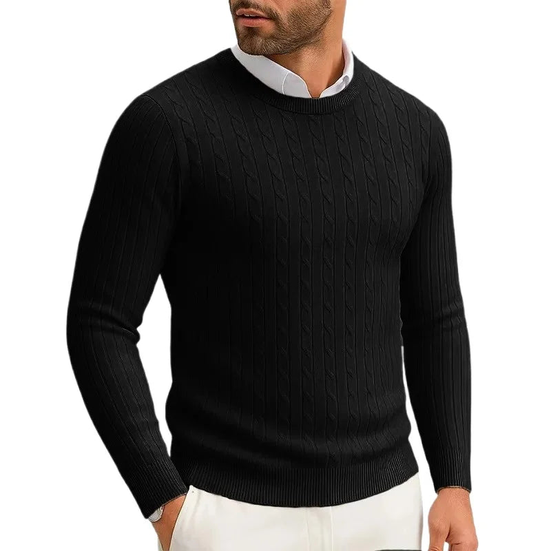 Men's Ribbed Crew Neck Long Sleeve Sweater