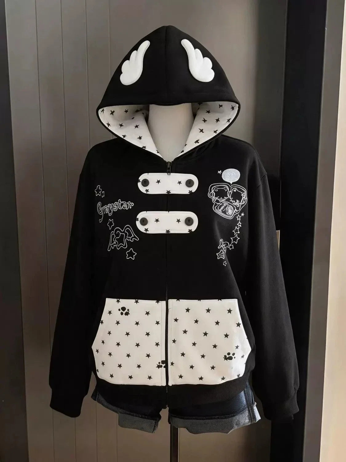 Fluffy Trim Long Sleeve Full Zip Casual Hoodie