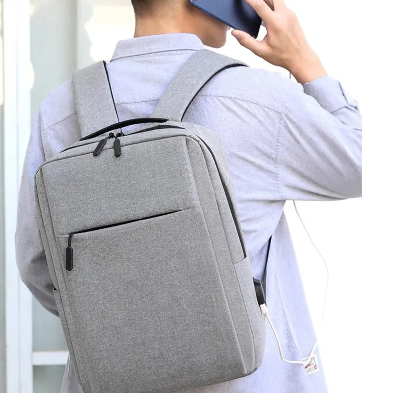 Rectangular Laptop Backpack with Front Pocket and Shoulder Straps
