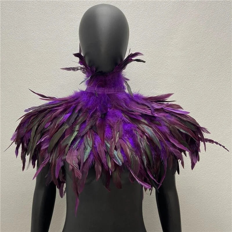 Layered Feather Shoulder Cape for Layering over Outfits