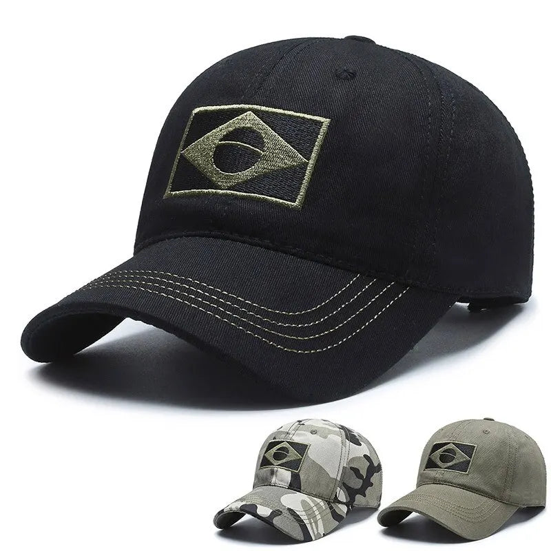 Flag Motif Baseball Cap with Curved Brim Design