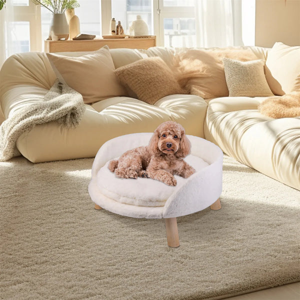 Pet Sofa Bed Raised Cat Chair Small Dog Couch Bed Removable Cushion Sleep House