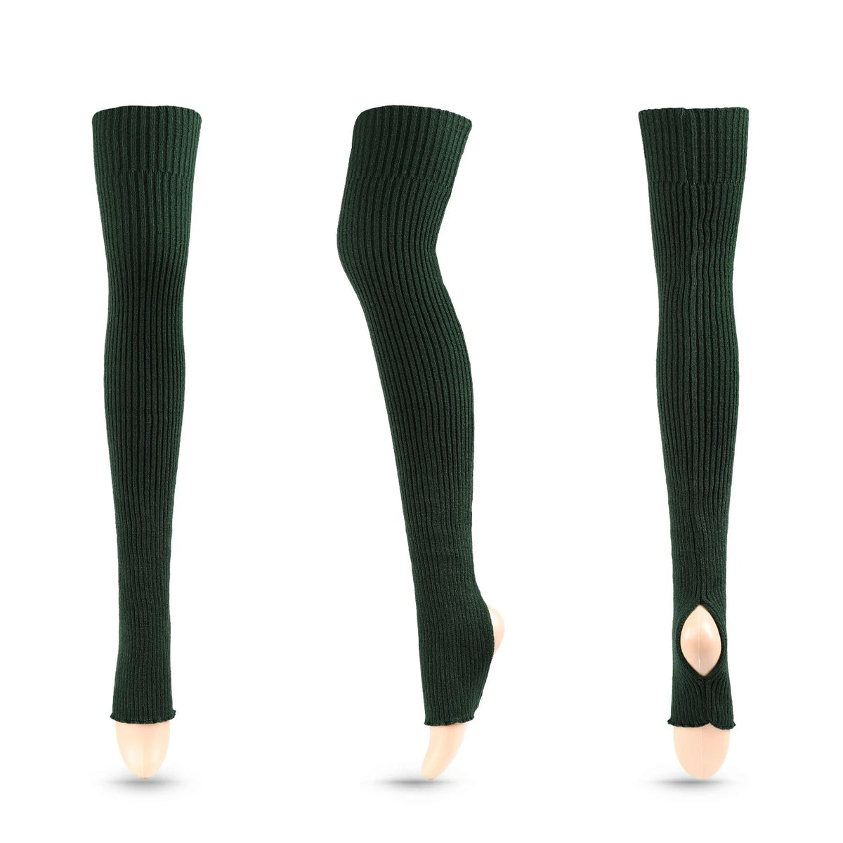 Long Ribbed Ballet Leg Warmers with Stirrup Openings