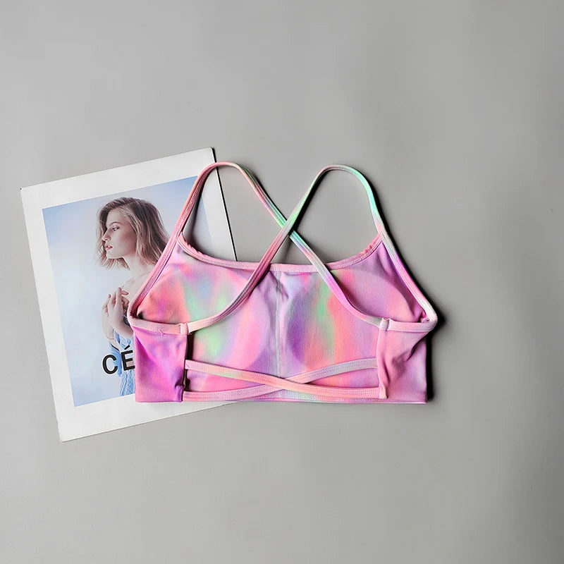 Women's Cross Back Sports Bra with Printed Colour Options
