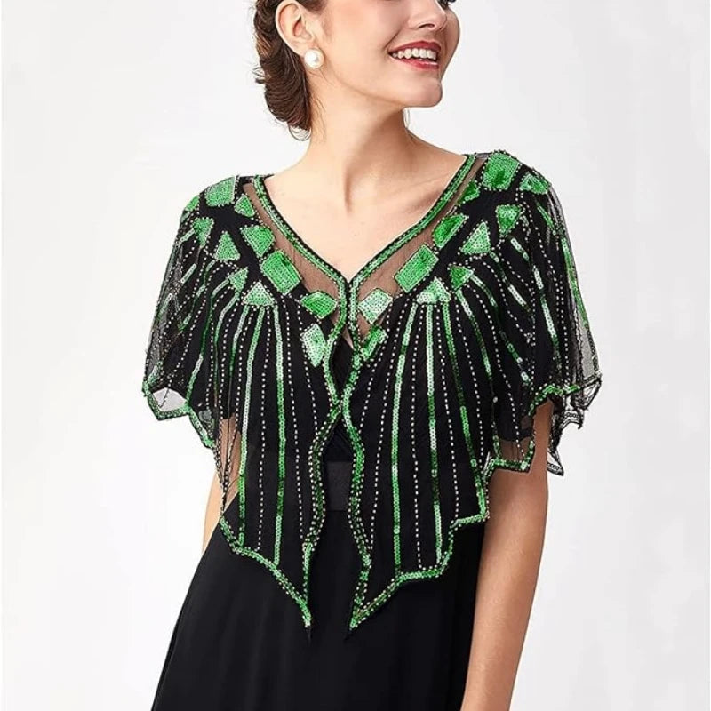 Beaded Sequin Capelet for Layering over Dresses and Tops