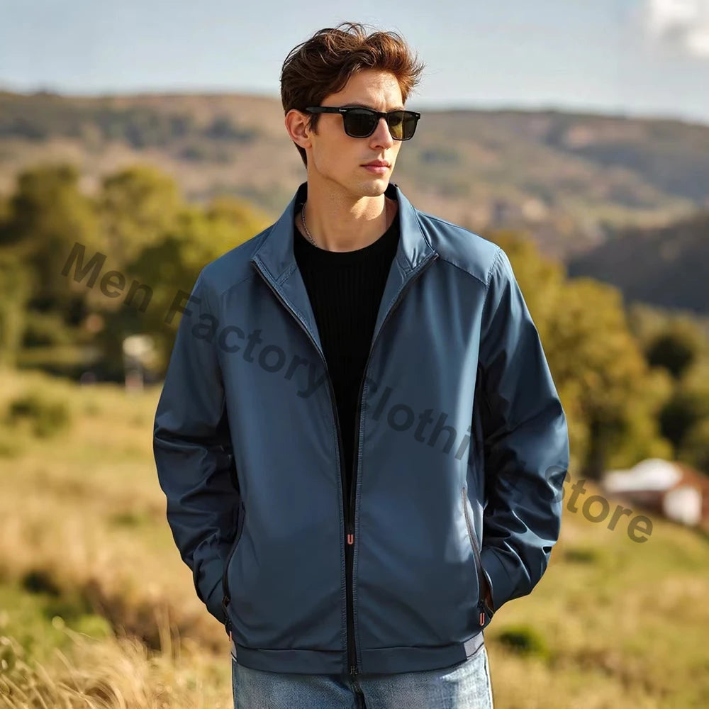 Collared Long Sleeve Full Zip Outdoor Hiking Jacket with Pockets